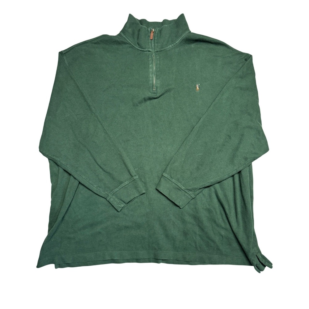 Polo Ralph Lauren Mens Green Estate Rib Quarter Zip Pullover Sweater 5XB Big